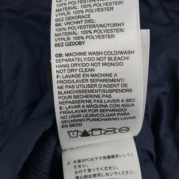 THE NORTH FACE Women Mossbud Reversible Parka Large Navy Insulated Hooded Coat - Picture 12 of 13